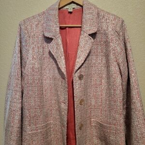 Appleseed's Coral and White Textured Blazer